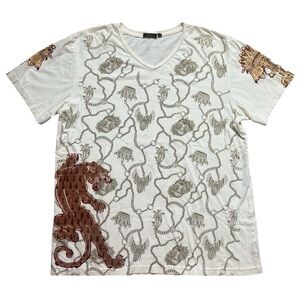 Christian Audigier Vintage men’s tiger crown t-shirt size XXL Y2K